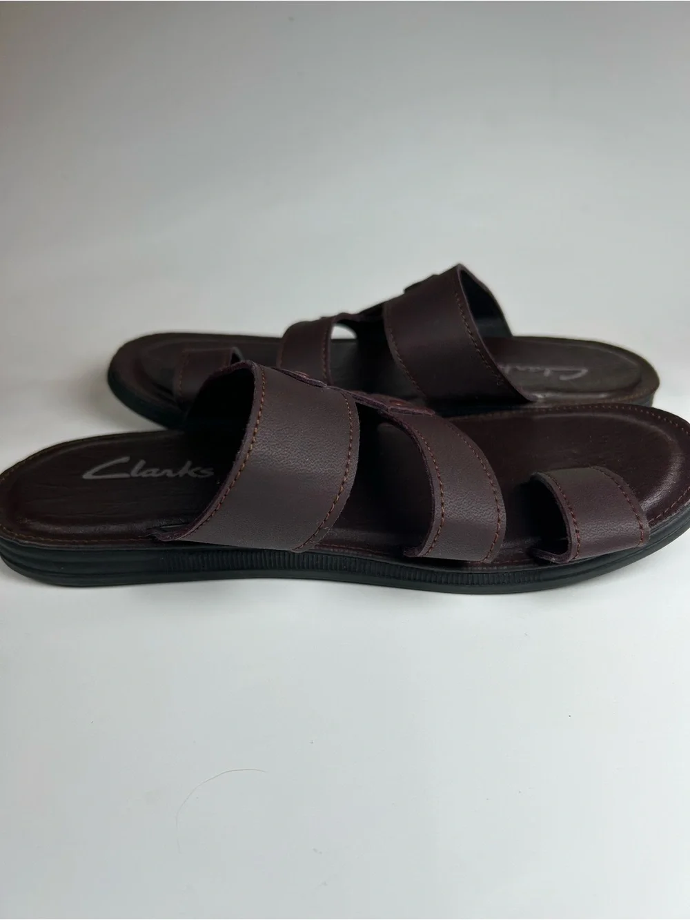 Brown Three-Strap Slide Sandals Size EU 40 (US Men's 7.5)
